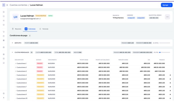 Gestión de cobros y facturas